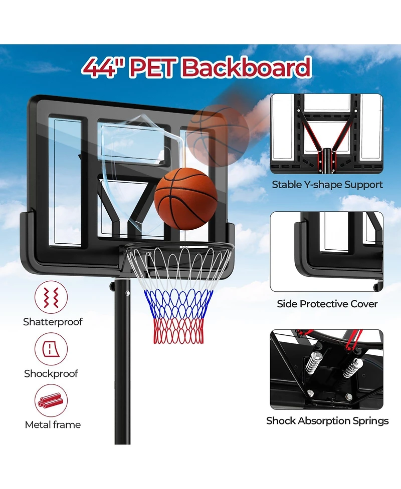 Slickblue Portable Basketball Hoop with 9-Position Adjustable Height