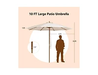 Patio Umbrella with 8 Wooden Ribs and 3 Adjustable Heights