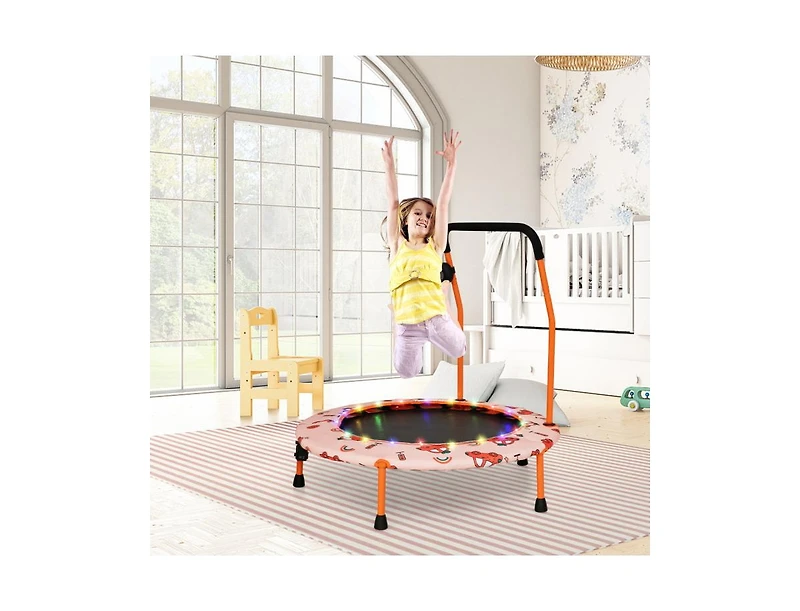 Slickblue 36 Inch Mini Trampoline with Colorful Led Lights and Bluetooth Speaker