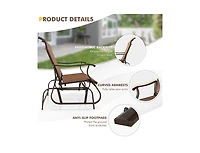Slickblue 2-Person Patio Glider Bench with High Back and Curved Armrests-Brown