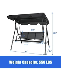 Slickblue 3 Person Patio Swing with Polyester Angle Adjustable Canopy