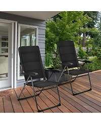 Slickblue 2 Pieces Outdoor Folding Patio Chairs with Adjustable Backrests for Bistro and Backyard