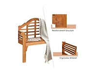 Slickblue 49 Inch Eucalyptus Wood Outdoor Folding Bench with Backrest Armrest for Patio Garden