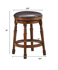 Set of 2 24-Inch Swivel Leather Padded Bar Dining Stools
