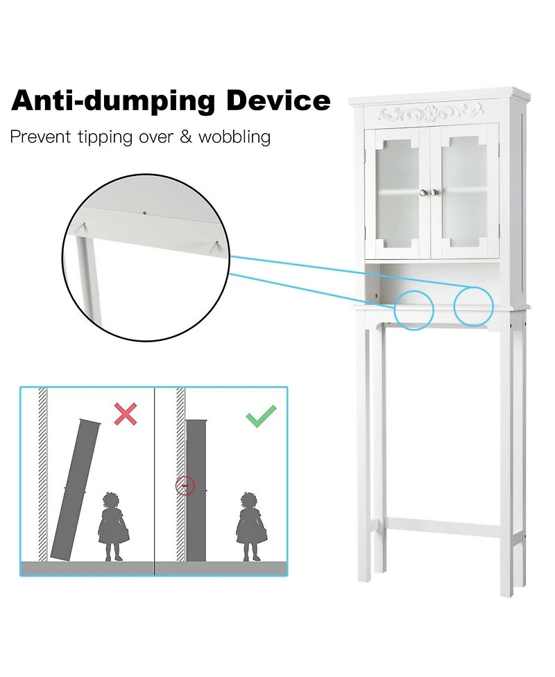 Bathroom Space Saver Carved Top Toilet Rack with Adjustable Shelf