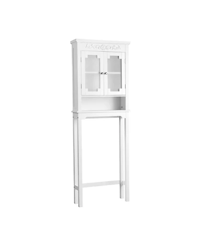 Bathroom Space Saver Carved Top Toilet Rack with Adjustable Shelf
