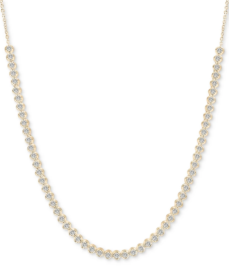 Diamond Bezel Adjustable 17" Tennis Necklace (2 ct. t.w.) in 14k White Gold or 14k Yellow Gold, Created for Macy's