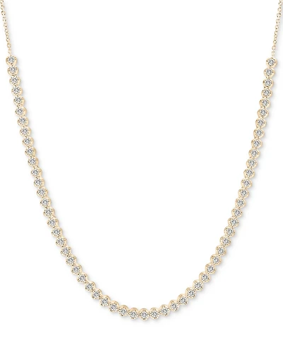 Diamond Bezel Adjustable 17" Tennis Necklace (2 ct. t.w.) in 14k White Gold or 14k Yellow Gold, Created for Macy's
