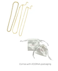 Adornia Gold Adjustable Valentina, Herringbone and 8mm Crystal Curb Chain Necklace Set