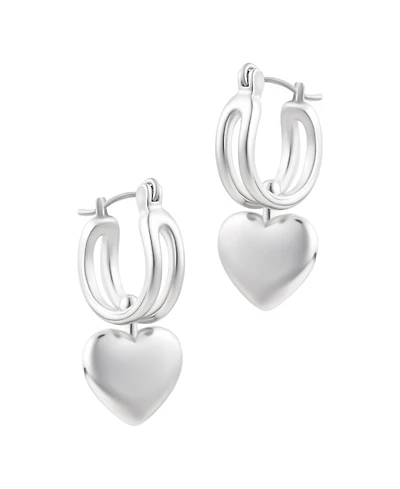 Adornia Silver Heart Huggie Earrings