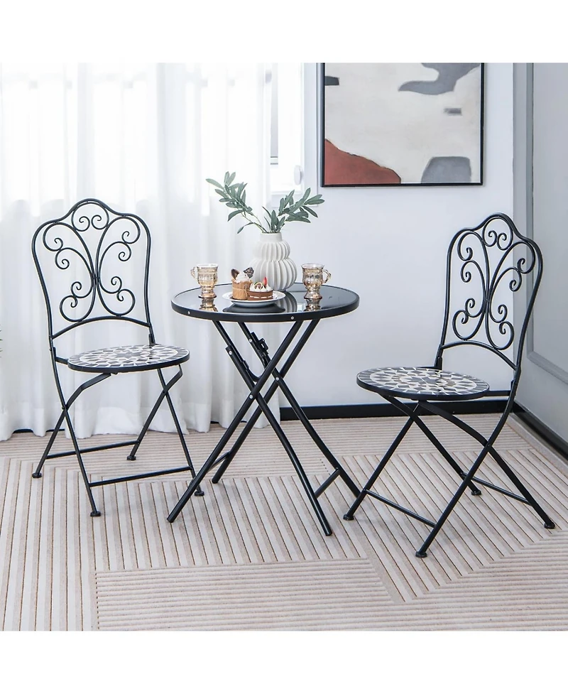 23 Inch Round Bistro Table with Tempered Glass Tabletop