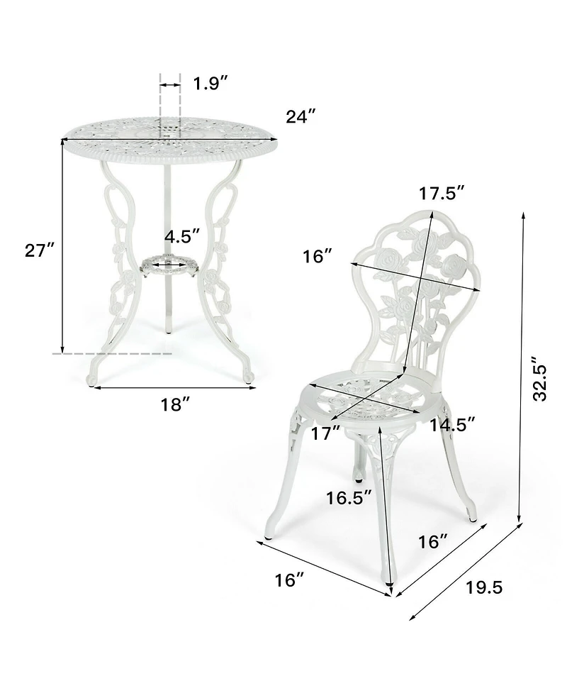 Slickblue Outdoor Cast Aluminum Patio Furniture Set with Rose Design