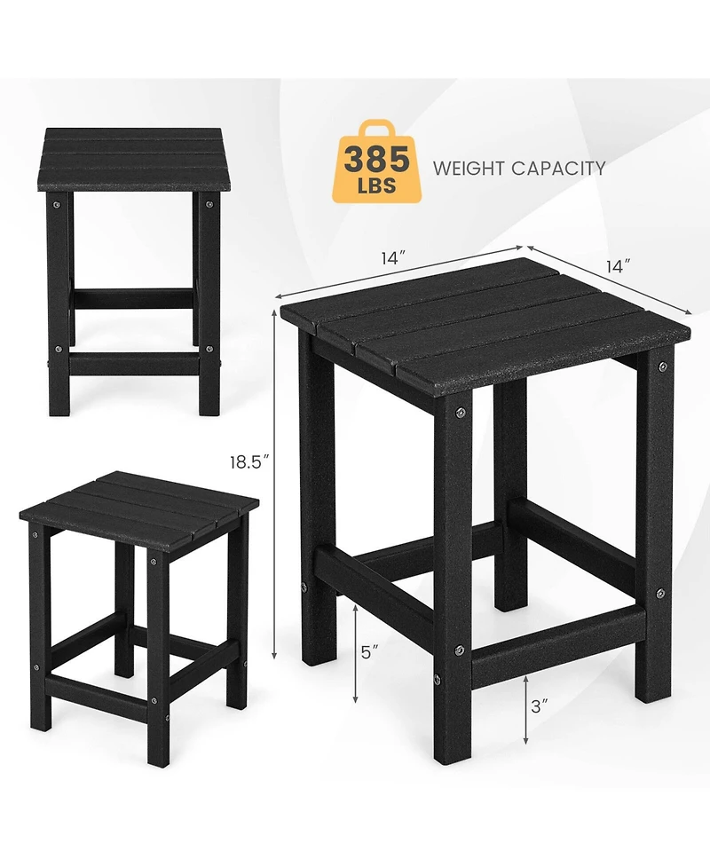 Slickblue 14 Inch Square Weather-Resistant Adirondack Side Table