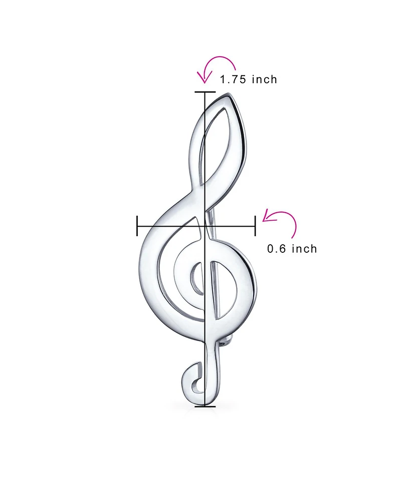 Bling Jewelry Large Classic Musical Treble G Clef Note Brooch Pin Musician Teacher Student Sterling Silver