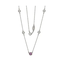 Suzy Levian Sterling Silver Sapphire & Created White Sapphire 5 Stone Station Necklace