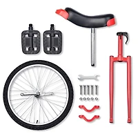 Yescom 24 In Wheel Outdoor Unicycle Adjustable Seat Anti-Skid Pedal Circus Bike for Adults Teenagers Kids, Red