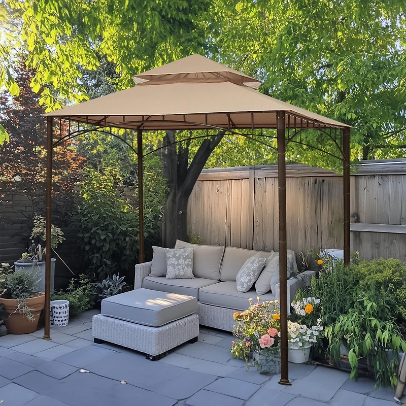 Yescom 10.6'x10.6' Gazebo Top Replacement Fit for Brand_Model Summer Veranda Gazebo/L-GZ093PST/G-GZ093PST/TGZ093 2 Tier Outdoor Patio Dark Beige