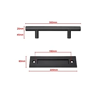 1x12" Sliding Barn Door Pull Flush Handle Gate Hardware Set Heavy Duty Cast Iron Matte Black