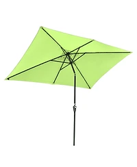 Yescom 10x6.5FT Rectangle Outdoor Solar Led Patio Umbrella with Crank Tilt for Table Market Yard Deck Pool Party Green