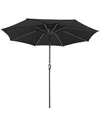 10ft Solar Power Led Patio Umbrella Market Parasol Pool Sunshade Tilt with Crank