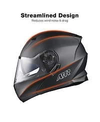 Ahr Run-M3 Modular Flip Up Helmet Full Face Dual Visor Dot Motorcycle Bike