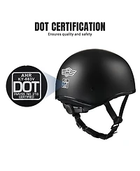 Ahr Half Face Motorcycle Helmet Sun Visor Dot Approved Bike Chopper Matte Black