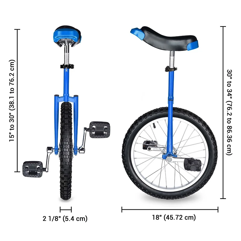 Yescom 18 In Wheel Outdoor Unicycle Skid-proof Tire Fitness Bicycle Balance Training for Adults Teenagers Kids, Blue