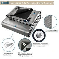 16x20 Ft 14 Mil Poly Tarp Protective Cover Tarpaulin Heavy Duty Uv Resistant