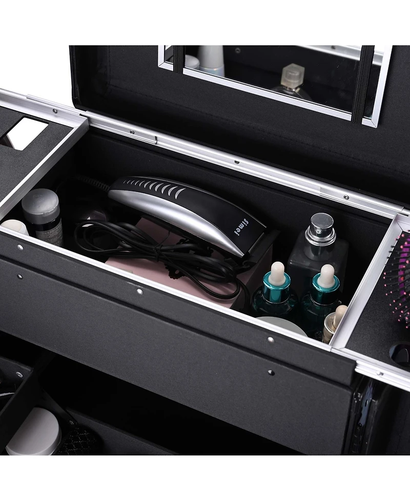 Byootique Rolling Makeup Case Trolley Cosmetic Organizer Hair Stylist Salon