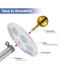 30 Ft Telescopic Aluminum Flag Pole Kit with 136 Led Solar Light Us Flag Garden