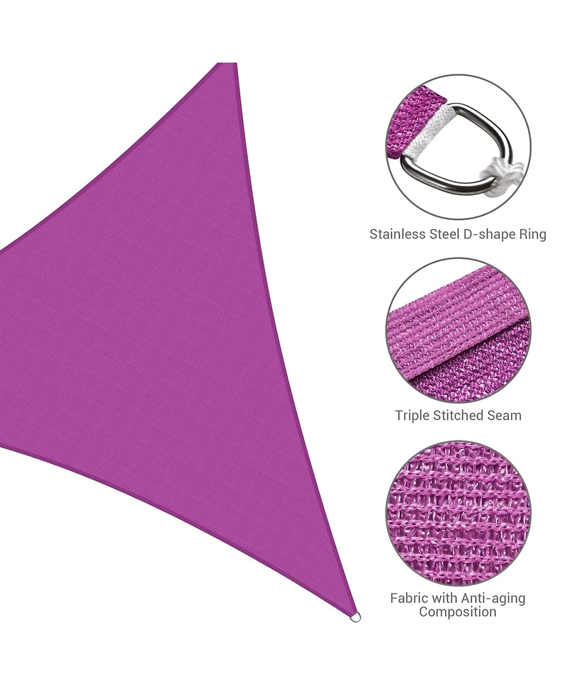 Triangle Sun Shade Sail Canopy Awning 10Ft Detachable Pole Kit Outdoor