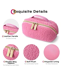 Byootique Plush Makeup Bag Open Flat Travel Toiletry Accessories Case Organizer