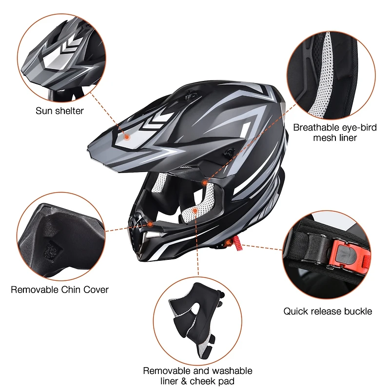 Ahr Offroad Full Face Motorcycle Helmet Motocross Dirt Bike Atv Dot Approved
