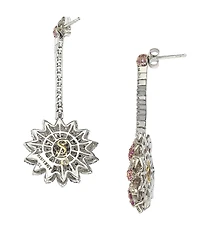 Suzy Levian Sterling Silver Sapphire & Created White Sapphire Flower Drop Dangle Earrings