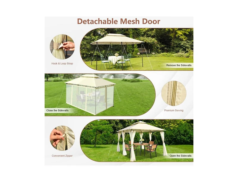 Slickblue 10 Feet x 13 Tent Canopy Shelter with Removable Netting Sidewall