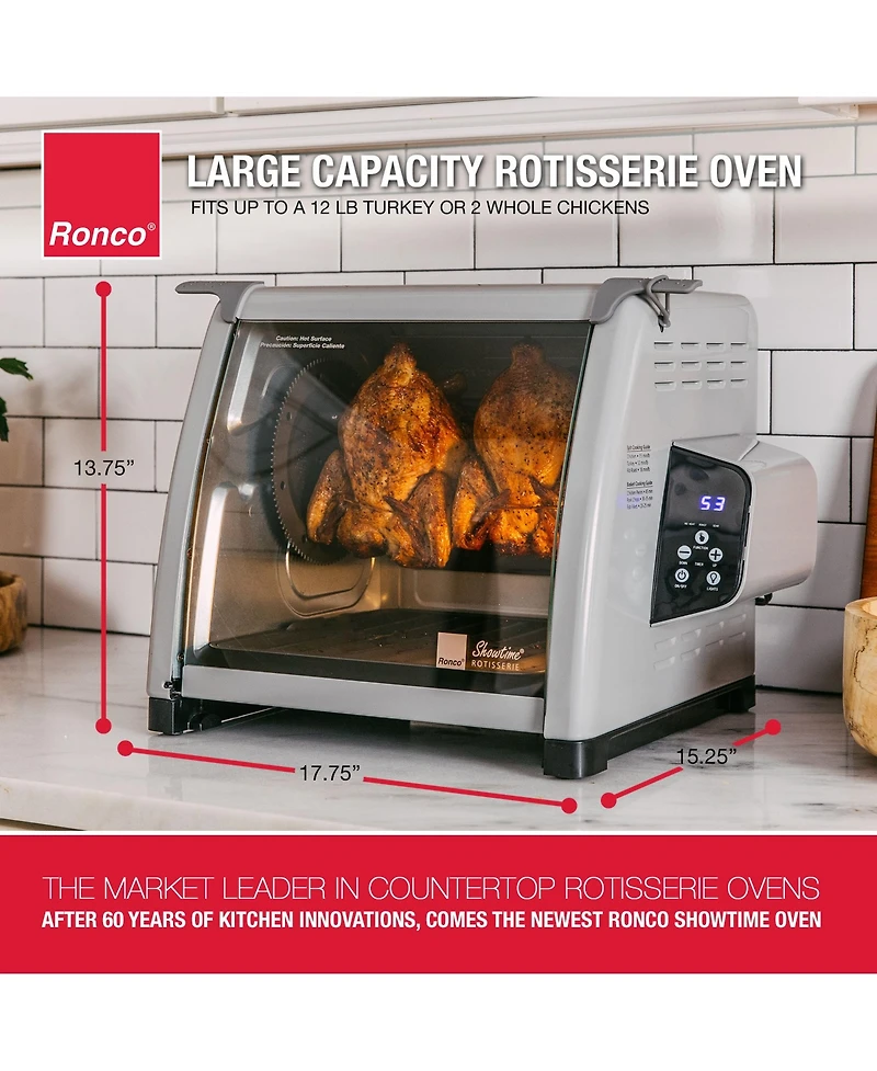 Ronco 6000 Platinum Series Rotisserie Oven, 3 Cooking Functions, Digital Display, Includes Rotisserie Spit and Multi-Purpose Basket