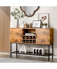 Sugift Industrial Kitchen Buffet Sideboard with Wine Rack and 2 Doors