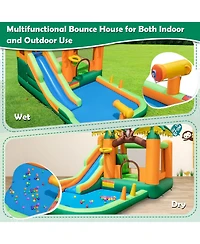 Monkey-Themed Inflatable Bounce House with Slide without Blower