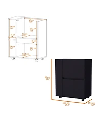 Fm Furniture Logan Bar Cart with Two Cabinets and Open Shelves