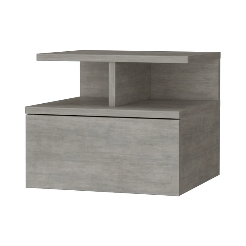 Fm Furniture Augusta Floating Nightstand with 2-Tier Shelf and 1-Drawer