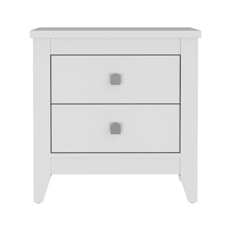 Fm Furniture Breeze Four-Legged Modern Bedroom Nightstand, with Two Drawers