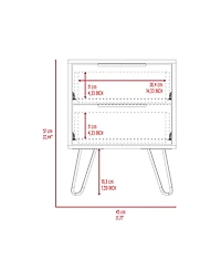 Fm Furniture Nuvo Nightstand,Two Drawers, Hairpin Legs