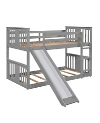 Twin Over Bunk Bed with Slide and Ladder