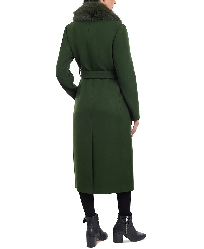 Michael Michael Kors Women's Faux-Fur-Collar Belted Coat