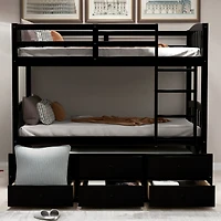 Streamdale Twin Bunk Bed with Ladder, Rail, Trundle and Drawers
