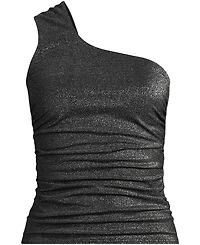 Lands' End Women's Chlorine Resistant Shine Shirred One Shoulder Tankini Swimsuit Top