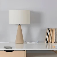 Nathaniel 20" Cement Led Table Lamp with Cream Drum Shade