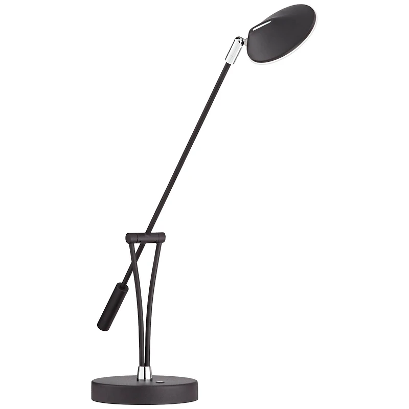 360 Lighting Modern Desk Table Lamp with Usb Charging Port Led 20" High Satin Black Metal Adjustable Arm for Bedroom Office