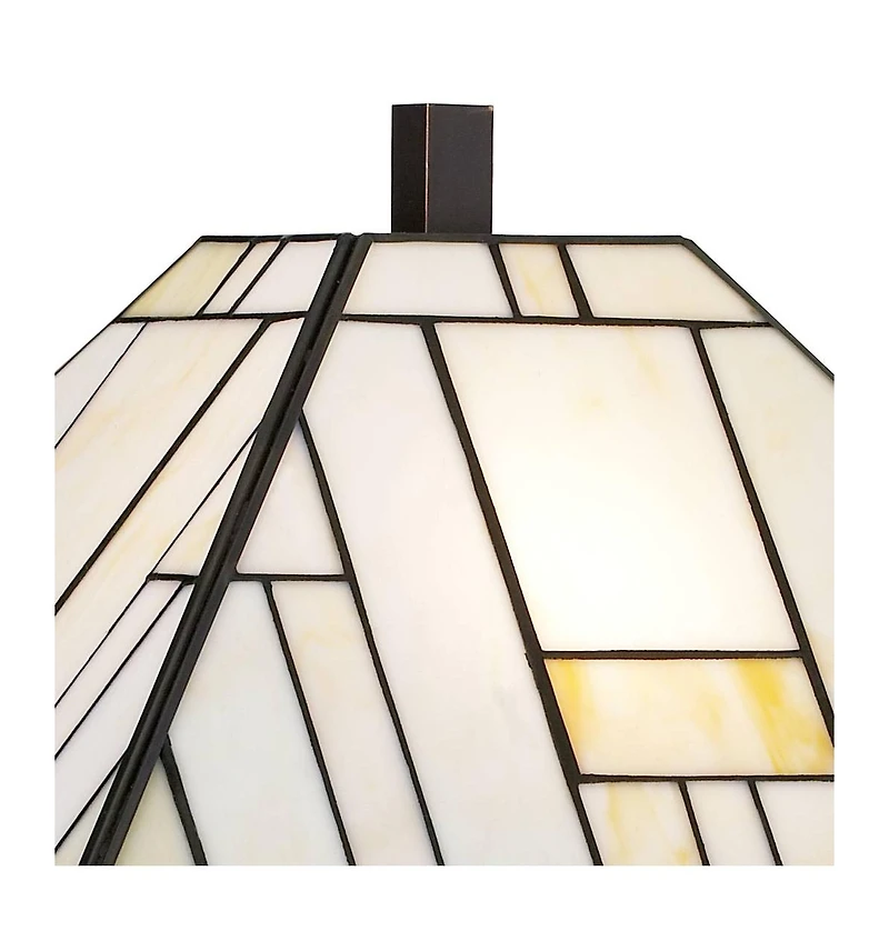 Franklin Iron Works Wrought Tiffany Style Table Lamp 26 1/4" High Bronze Art Deco Stained Glass for Bedroom Living Room Bedside Nightstand Office