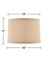 Springcrest Taupe Linen Small Hardback Drum Lamp Shade 15" Top x 16" Bottom x 11" Slant x 11" High (Spider) Replacement with Harp